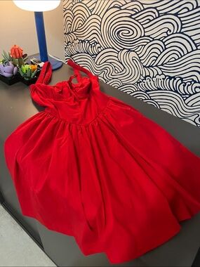 iris Red Midi Twirl Dress